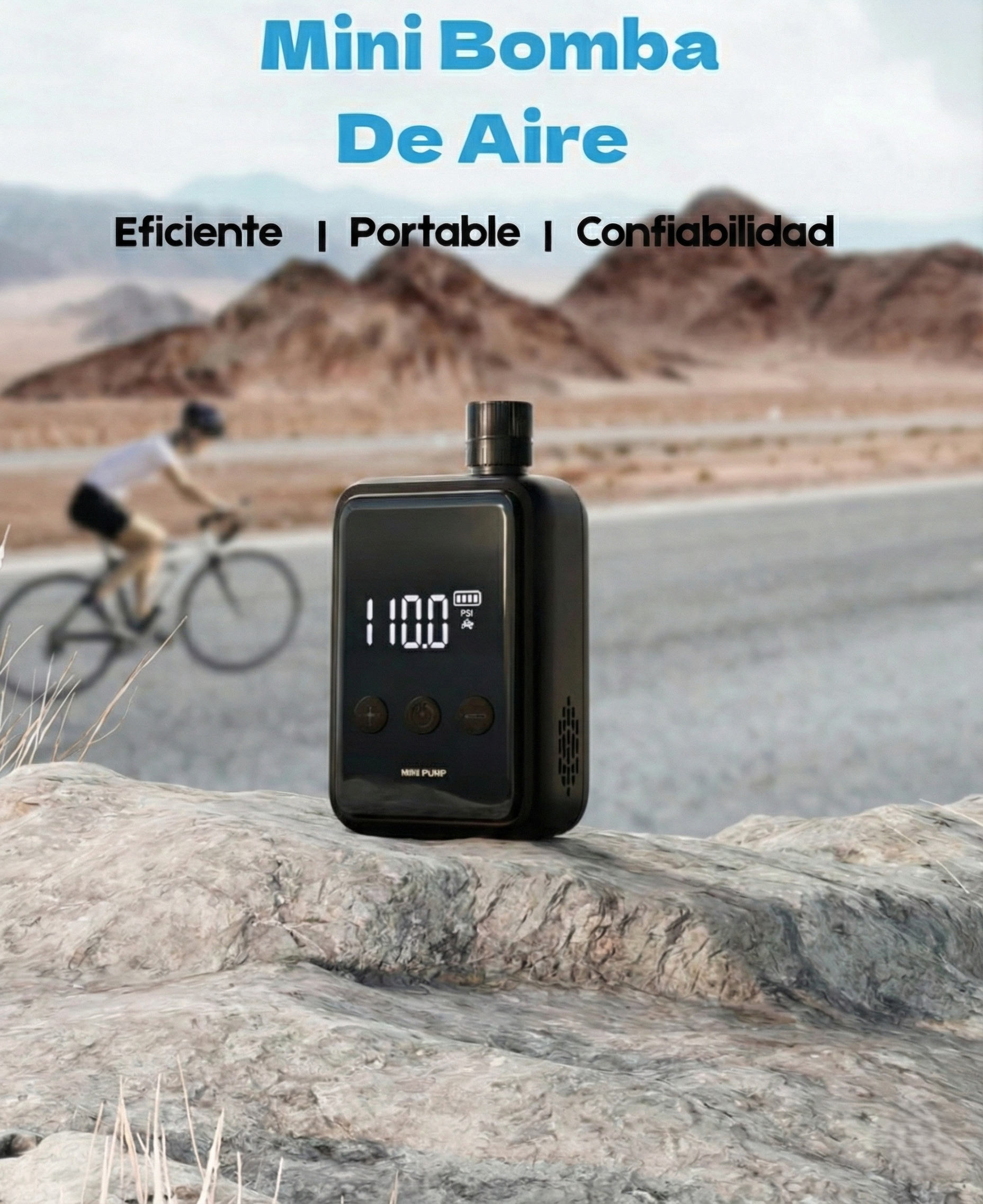 Mini Compresor Para Bicis Eléctrico 150PSI Válvulas Tipo Schrader.