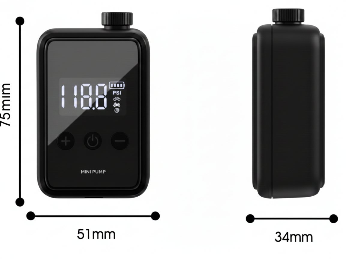 Mini Compresor Para Bicis Eléctrico 150PSI Válvulas Tipo Schrader.