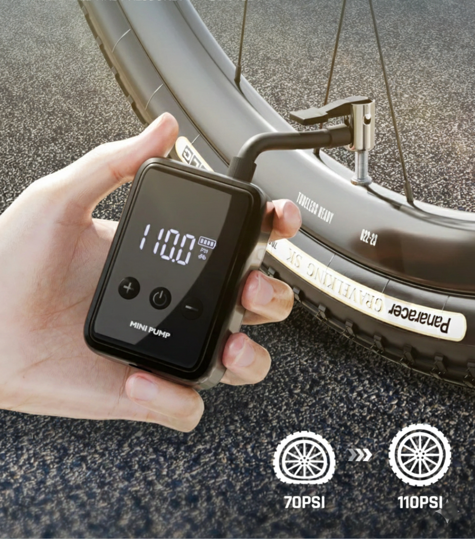 Mini Compresor Para Bicis Eléctrico 150PSI Válvulas Tipo Schrader.