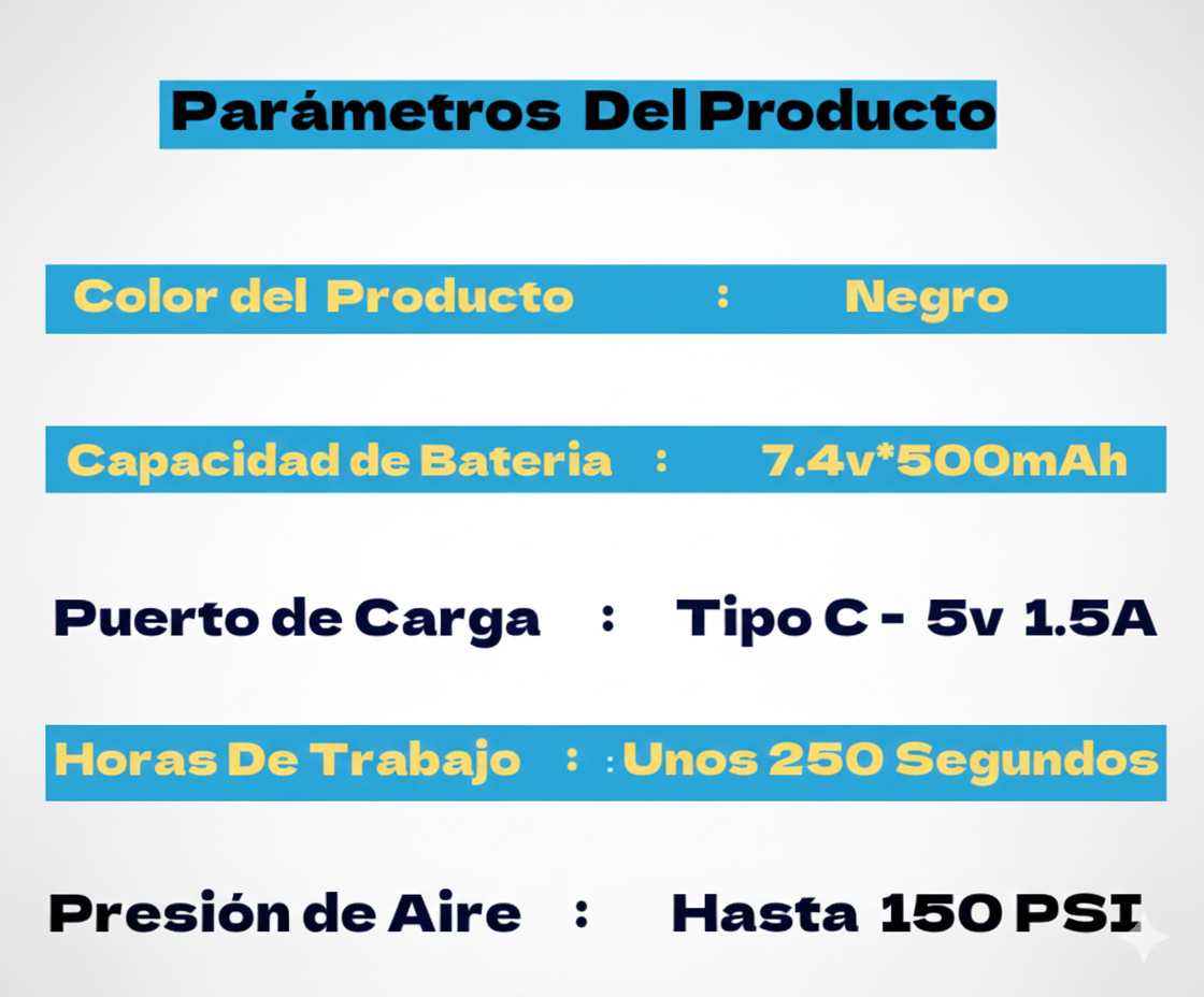 Mini Compresor Para Bicis Eléctrico 150PSI Válvulas Tipo Schrader.